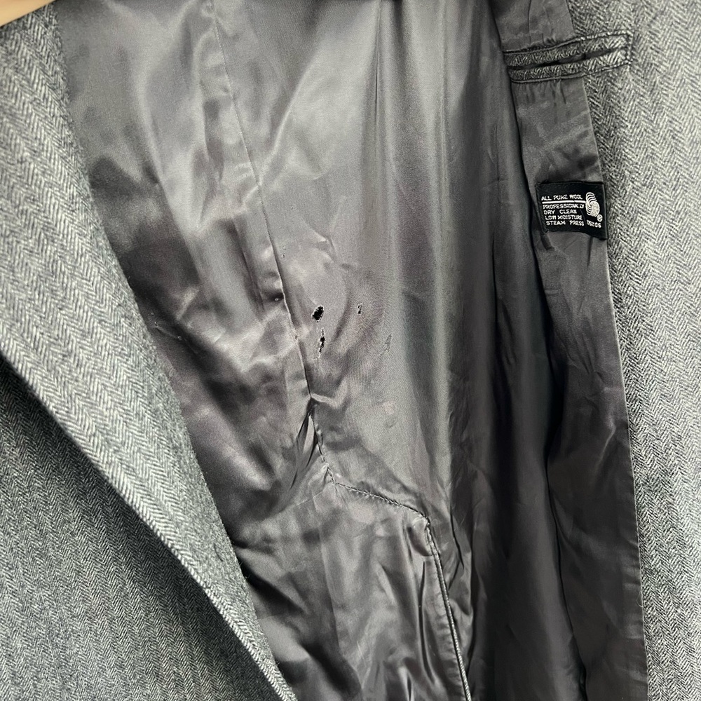 Vintage 100% Wool Trench Coat Pea‎ Coat Luxury Long Grey Event Special Occasion - Picture 6 of 9